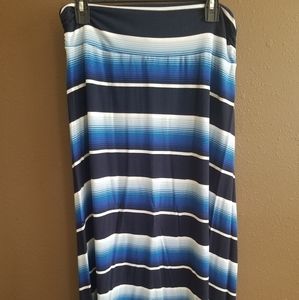 Multi blue strip maxi skirt